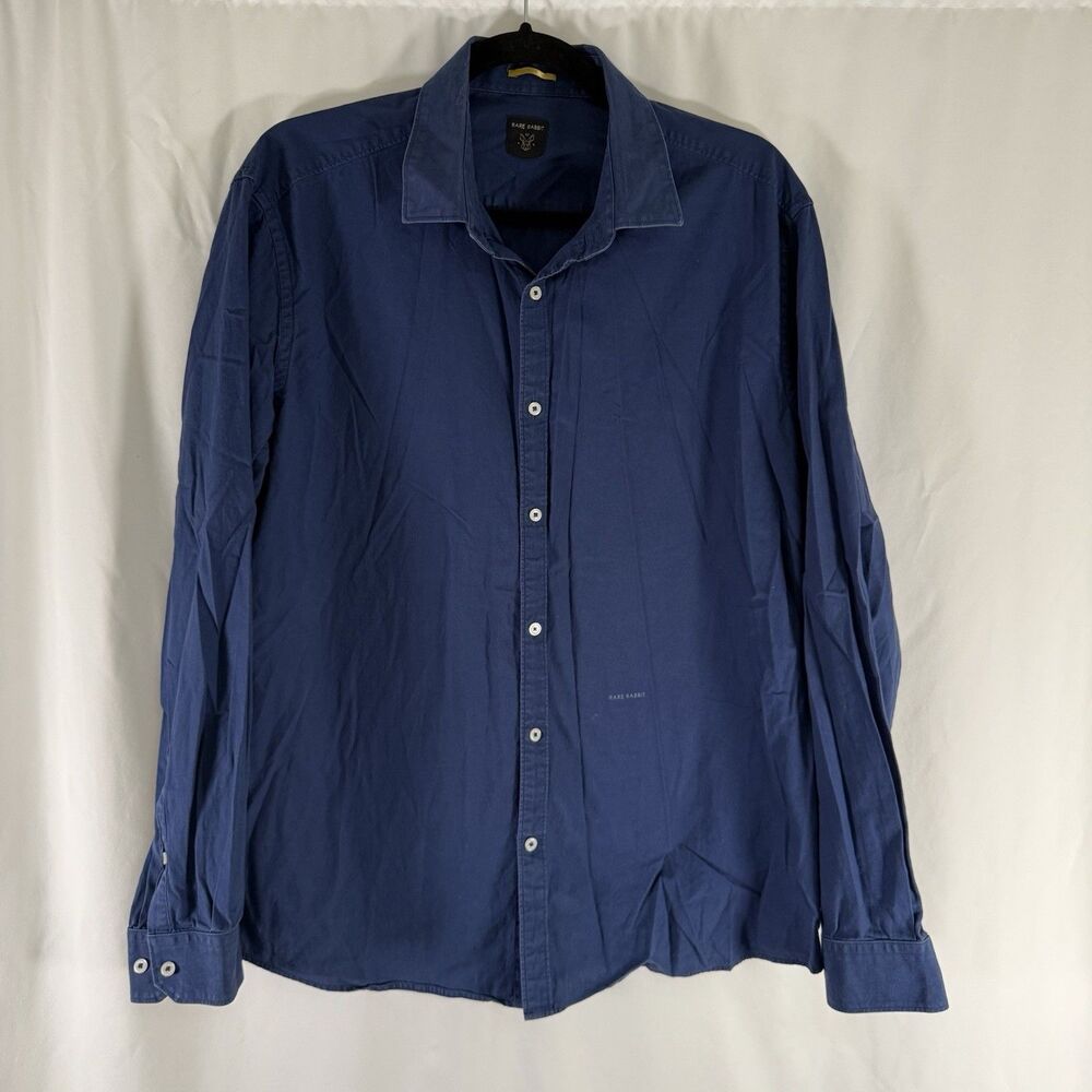 Rare Rabbit Dress Shirt Men's XL Blue Long Sleeve Button Up 100% Cotton
